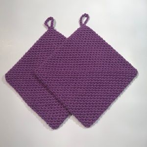 Lavender cotton potholders handmade double thick